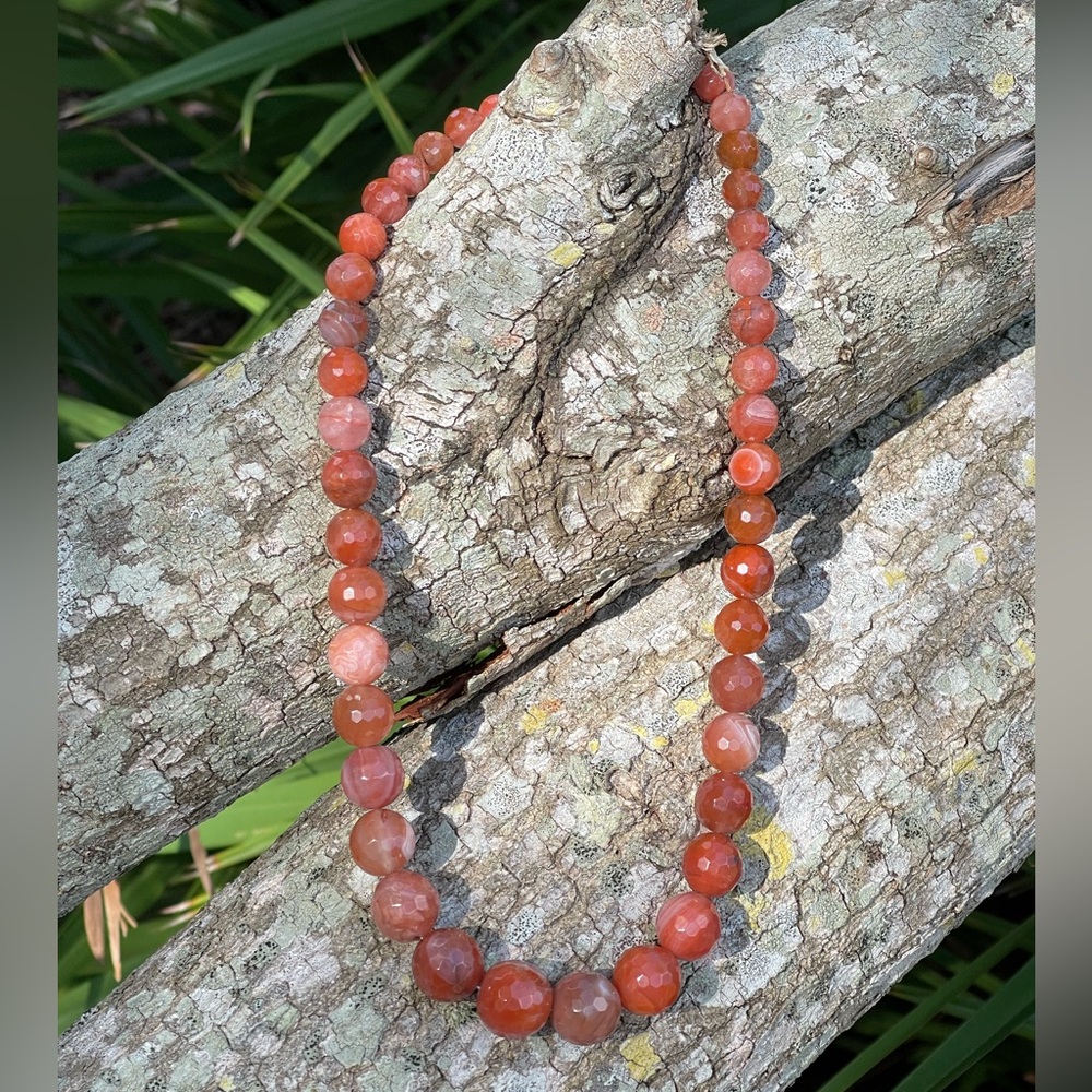 Jay King Orange and Red Chalcedony Bead Necklace
